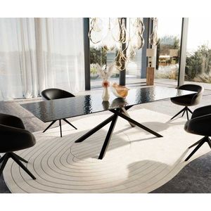 Jedálenský stôl Edge 300x100 reliéfne sklo dymová čierna 3D dizajn vyobraziť