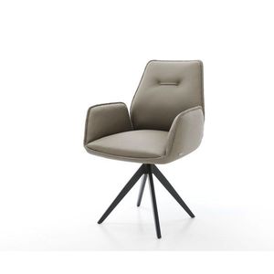 Jedálenská stolička Zoa-Flex z pravej kože béžová krížová podnož vyobraziť