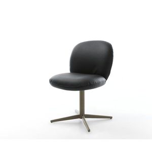 Jedálenská stolička Nube-Flex pravá koža čierna podnož titánové vyobraziť