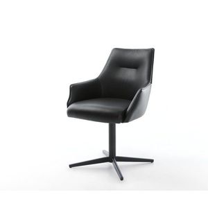 Jedálenská stolička Alja-Flex s podrúčkami pravá koža čierna podnož vyobraziť