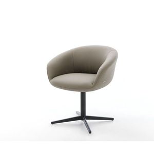 Jedálenská stolička Vinka-Flex s podrúčkami pravá koža béžová podnož vyobraziť