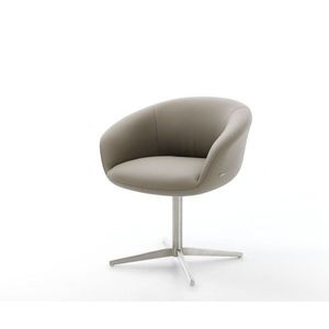 Jedálenská stolička Vinka-Flex s podrúčkami pravá koža béžová podnož vyobraziť