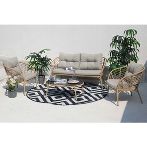 Záhradná sedacia súprava 4 ks umelý ratan / látka / sklo vyobraziť