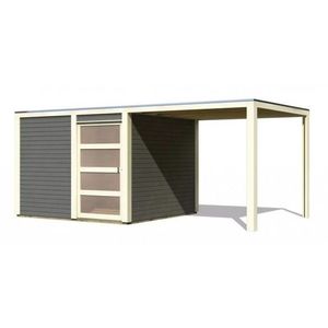 Drevený záhradný domček QUBIC 2 s prístavkom 270 Lanitplast vyobraziť