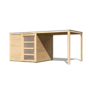 Drevený záhradný domček QUBIC 1 s prístavkom 240 Lanitplast vyobraziť