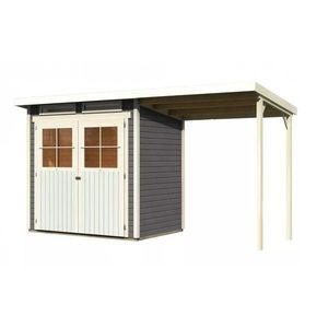 Drevený záhradný domček GLUCKSBURG 2 s prístreškom 190 Lanitplast vyobraziť