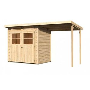 Drevený záhradný domček GLUCKSBURG 2 s prístreškom 190 Lanitplast vyobraziť