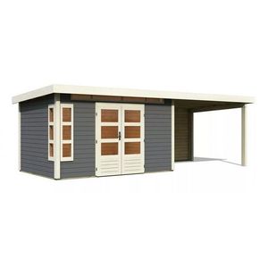 Drevený záhradný domček KASTORF 7 s prístavkom 320 Lanitplast vyobraziť