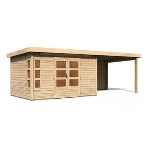 Drevený záhradný domček KASTORF 7 s prístavkom 320 Lanitplast vyobraziť