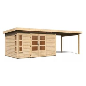 Drevený záhradný domček KASTORF 7 s prístavkom 320 Lanitplast vyobraziť