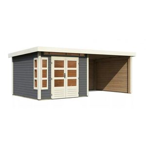 Drevený záhradný domček KASTORF 6 s prístavkom 320 Lanitplast vyobraziť