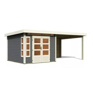 Drevený záhradný domček KASTORF 6 s prístavkom 320 Lanitplast vyobraziť