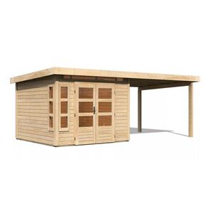 Drevený záhradný domček KASTORF 6 s prístavkom 320 Lanitplast vyobraziť