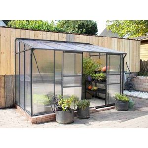 Skleník k stene VITAVIA IDA 5200 polykarbonát čierný Dekorhome vyobraziť