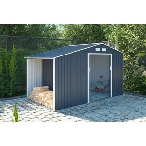 Záhradný domček s prístreškom 342 x 191 cm vyobraziť
