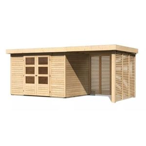 Drevený záhradný domček ASKOLA 4 s prístavkom Lanitplast vyobraziť