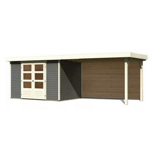 Drevený záhradný domček ASKOLA 4 s prístavkom 280 Lanitplast vyobraziť