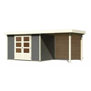 Drevený záhradný domček ASKOLA 4 s prístavkom 240 Lanitplast vyobraziť