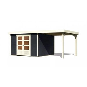 Drevený záhradný domček ASKOLA 6 s prístavkom 240 Lanitplast vyobraziť