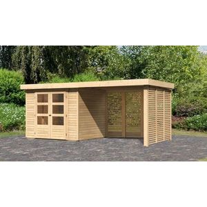Drevený záhradný domček ASKOLA 3 s prístavkom Lanitplast vyobraziť