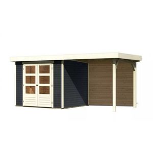 Drevený záhradný domček ASKOLA 3 s prístavkom 240 Lanitplast vyobraziť