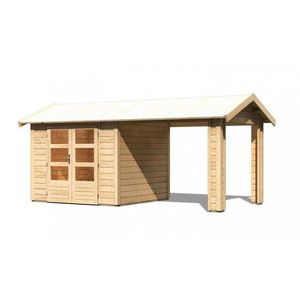 Drevený záhradný domček THERES 3 s prístavkom Lanitplast vyobraziť