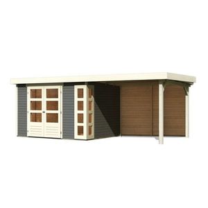 Drevený záhradný domček KERKO 5 s prístavkom 280 Lanitplast vyobraziť