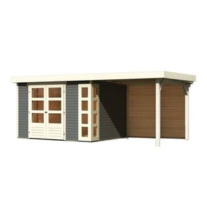 Drevený záhradný domček KERKO 5 s prístavkom 240 Lanitplast vyobraziť