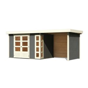 Drevený záhradný domček KERKO 4 s prístavkom 240 Lanitplast vyobraziť