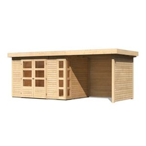 Drevený záhradný domček KERKO 4 s prístavkom 240 Lanitplast vyobraziť