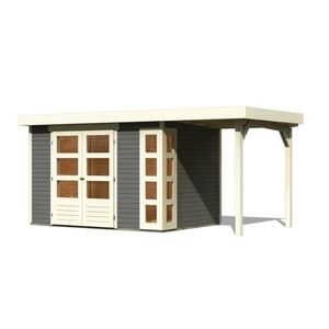 Drevený záhradný domček KERKO 4 s prístavkom 150 Lanitplast vyobraziť