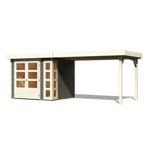 Drevený záhradný domček KERKO 3 s prístavkom 280 Lanitplast vyobraziť