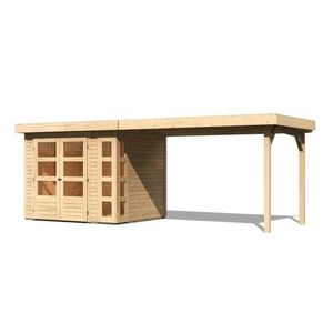 Drevený záhradný domček KERKO 3 s prístavkom 280 Lanitplast vyobraziť
