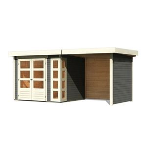 Drevený záhradný domček KERKO 3 s prístavkom 240 Lanitplast vyobraziť