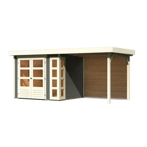 Drevený záhradný domček KERKO 3 s prístavkom 240 Lanitplast vyobraziť