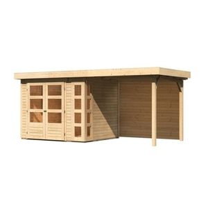 Drevený záhradný domček KERKO 3 s prístavkom 240 Lanitplast vyobraziť