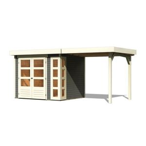 Drevený záhradný domček KERKO 3 s prístavkom 240 Lanitplast vyobraziť