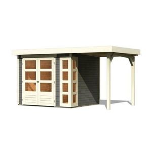 Drevený záhradný domček KERKO 3 s prístavkom 150 Lanitplast vyobraziť