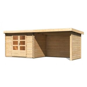 Drevený záhradný domček BASTRUP 3 s prístavkom Lanitplast vyobraziť