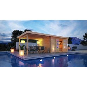 Drevený záhradný domček BASTRUP 7 s prístavkom Lanitplast vyobraziť