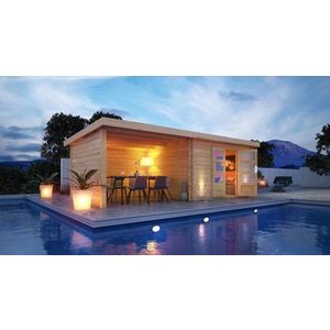 Drevený záhradný domček BASTRUP 7 s prístavkom Lanitplast vyobraziť