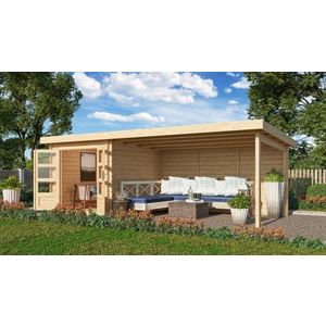 Drevený záhradný domček BASTRUP 4 s prístavkom Lanitplast vyobraziť