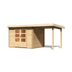 Drevený záhradný domček BASTRUP 3 s prístavkom Lanitplast vyobraziť