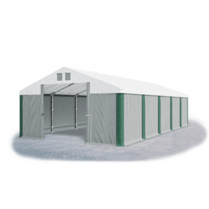 Skladový stan 5x10x2, 5m strecha PVC 560g/m2 boky PVC 500g/m2 konštrukcie ZIMA PLUS Bílá Zelená Šedá vyobraziť