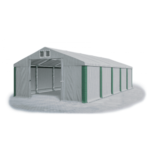 Skladový stan 5x10x2, 5m strecha PVC 560g/m2 boky PVC 500g/m2 konštrukcie ZIMA PLUS Zelená Šedá Šedá vyobraziť