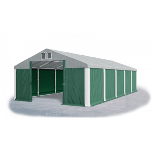 Skladový stan 5x10x2, 5m strecha PVC 560g/m2 boky PVC 500g/m2 konštrukcie ZIMA PLUS Šedá Zelená Bílá vyobraziť