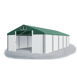 Skladový stan 5x10x2, 5m strecha PVC 560g/m2 boky PVC 500g/m2 konštrukcie ZIMA PLUS Šedá Bílá Zelená vyobraziť