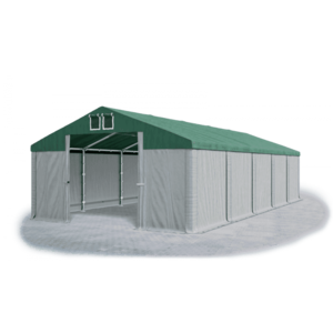 Skladový stan 5x10x2, 5m strecha PVC 560g/m2 boky PVC 500g/m2 konštrukcie ZIMA PLUS Šedá Šedá Zelená vyobraziť