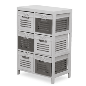 Komoda so 6 šuplíkmi BIBI 6 biela / sivá Tempo Kondela vyobraziť