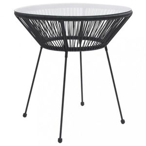 Záhradný stôl čierna / sklo Dekorhome vyobraziť